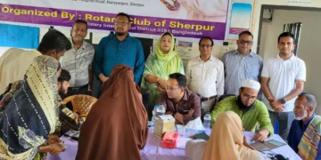 ঝিনাইগাতীতে প্রান্তিক রোগীদের বিনামূল্যে স্বাস্থ্যসেবায় রোটারী ক্লাব অব শেরপুর